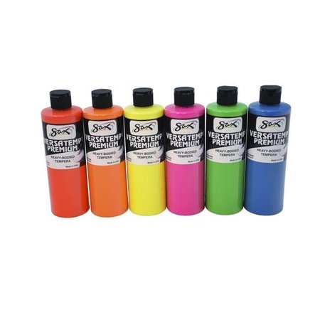 CHROMA ACRYLICS Chroma Acrylics 1592740 Versatemp Premium Heavy-Bodied Tempera Set; Assorted Fluorescent; 6 Pints 1592740